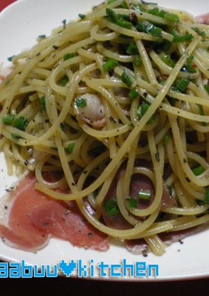 簡単！ねぎと生ハムの贅沢なのに激安パスタ-レシピのメイン写真