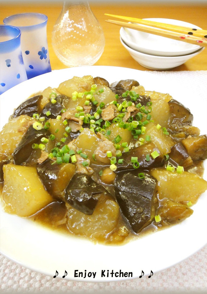 生姜たっぷり♪冬瓜となすと豚肉の甘辛煮-レシピのメイン写真