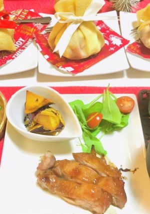 クリスマス風夕飯献立ローストチキンメイン-レシピのメイン写真