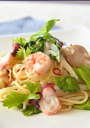 たっぷり白菜でカサ増し、海の幸パスタ ♪-レシピのメイン写真