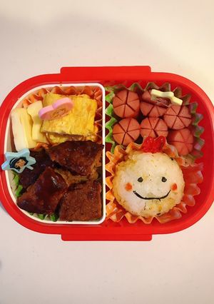 簡単！年少さんの幼稚園にこバーグ弁当♡-レシピのメイン写真