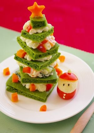 野菜パンケーキとポテサラのツリーサンド-レシピのメイン写真