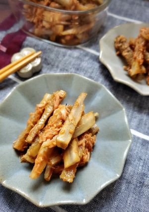レンジdeおせち♪韓国風ツナ叩きごぼう-レシピのメイン写真