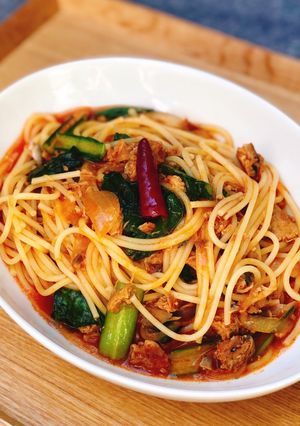 サバ缶トマトソースパスタ-レシピのメイン写真