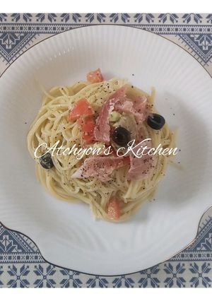 簡単！生ハムとアボカドの冷製パスタ-レシピのメイン写真