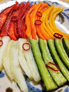白菜とキューリにカラーピーマンの甘酢漬け-レシピのメイン写真