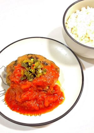 高菜トマトハンバーグ-レシピのメイン写真