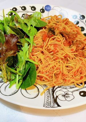 低糖質!トマトと鯖缶の簡単糖質0麺パスタ-レシピのメイン写真
