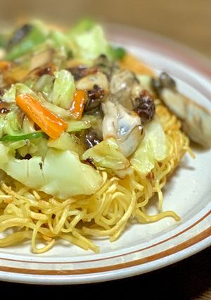 キャベツで牡蠣入りあんかけかた焼きそば-レシピのメイン写真