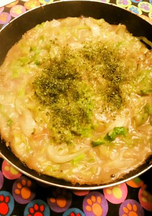 キャベツ1/4小麦粉節約おつまみもんじゃ-レシピのメイン写真