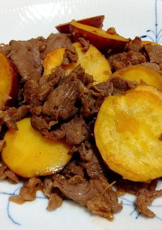 さつまいもと牛肉の甘辛炒め-レシピのメイン写真