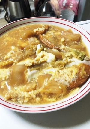 白菜とてんかまの天かすとじ丼-レシピのメイン写真