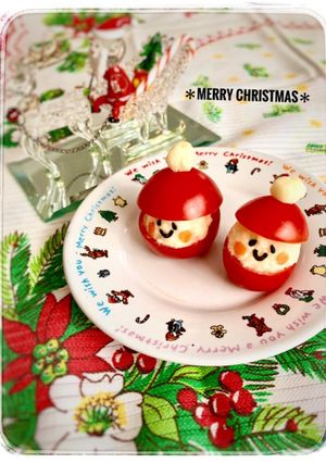 クリスマスお弁当に☆プチトマトでサンタ☆-レシピのメイン写真