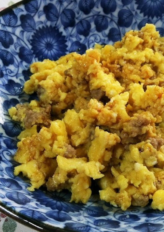 １簡単　挽き肉の炒り卵　お弁当にも-レシピのメイン写真