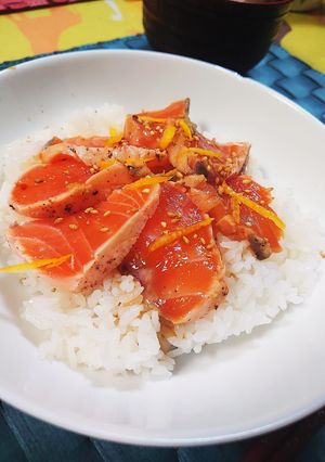 柚子香る2種の炙りサーモン丼-レシピのメイン写真