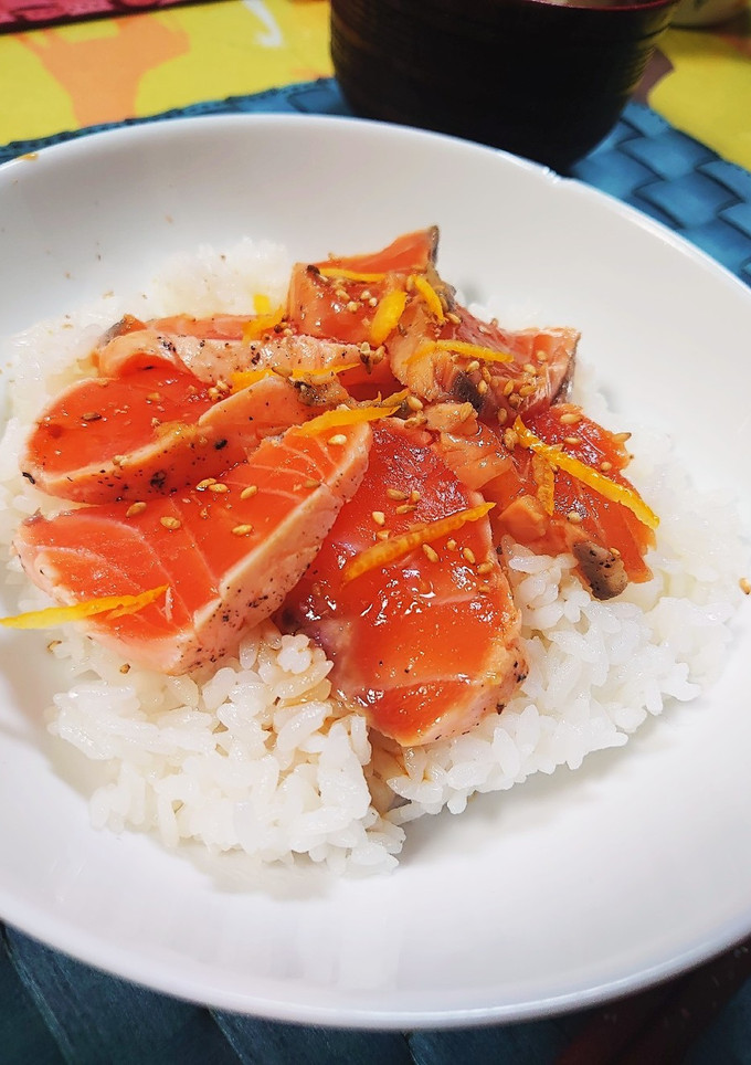 柚子香る２種の炙りサーモン丼-レシピのメイン写真
