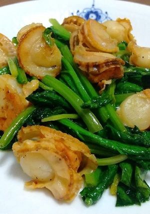 ほうれん草とベビーホタテのバター炒め-レシピのメイン写真