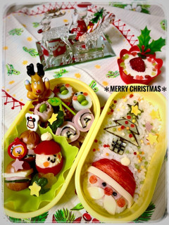 クリスマスのキャラ弁当☆サンタさんツリー-レシピのメイン写真