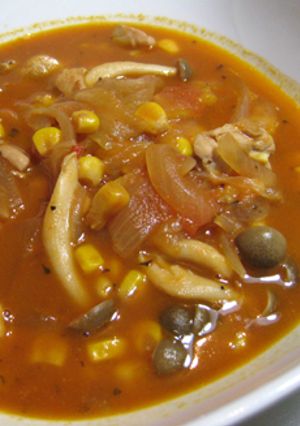 鶏肉とコーンのトマト煮込みスープ-レシピのメイン写真