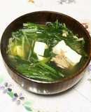 水菜とツナフレークの和風ほっこりスープ♪