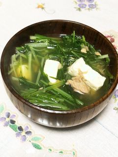 水菜とツナフレークの和風ほっこりスープ♪-レシピのメイン写真
