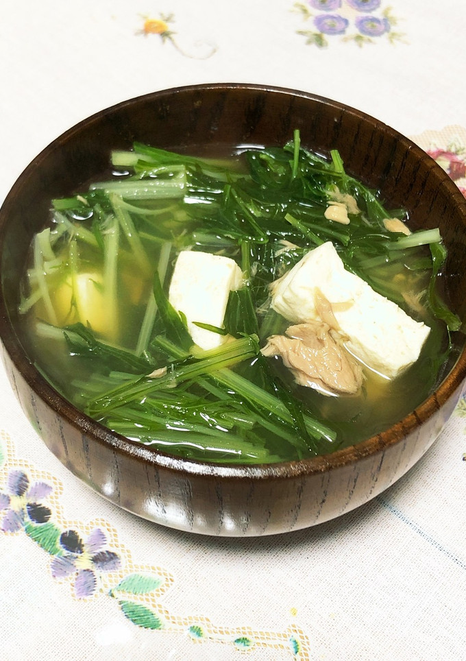 水菜とツナフレークの和風ほっこりスープ♪-レシピのメイン写真