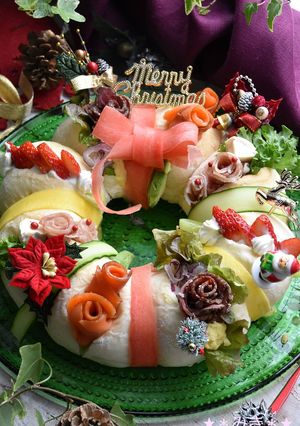 X’mas★彡ちぎり白パンサンドのリース-レシピのメイン写真