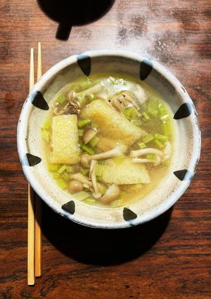 かぶ菜と油揚げの茸味噌汁-レシピのメイン写真