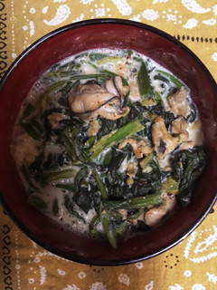 牡蠣とほうれん草の豆乳スープ-レシピのメイン写真