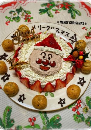 簡単☆アンパンマンのクリスマスケーキ☆-レシピのメイン写真