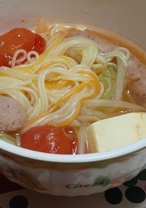 色彩素麺のカレーミネストローネ風。-レシピのメイン写真