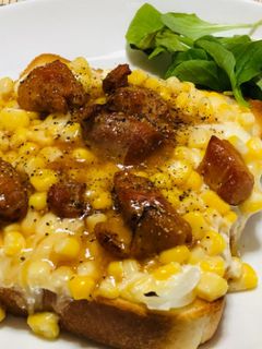 たっぷりコーンマヨの照り焼きハムトースト-レシピのメイン写真