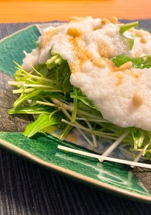 【3分で完成】水菜ととろろの雪雲サラダ-レシピのメイン写真