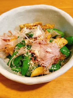 スナップエンドウと沢庵のバターおかか炒め-レシピのメイン写真