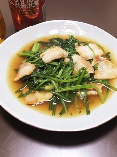 春菊と豚バラの中華風!青菜炒め-レシピのメイン写真