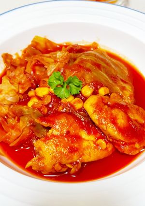ヘルシー◎ささみとキャベツのトマト煮込み-レシピのメイン写真