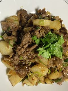 牛肉と 長芋と 香菜の中華炒め-レシピのメイン写真