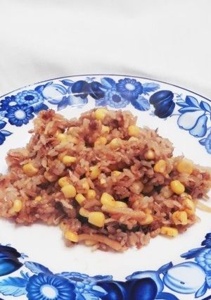 ツナとコーンの炊き込み味噌おこわ-レシピのメイン写真
