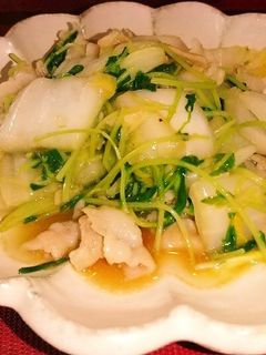 豆苗と白菜と豚バラのオイスター炒め-レシピのメイン写真