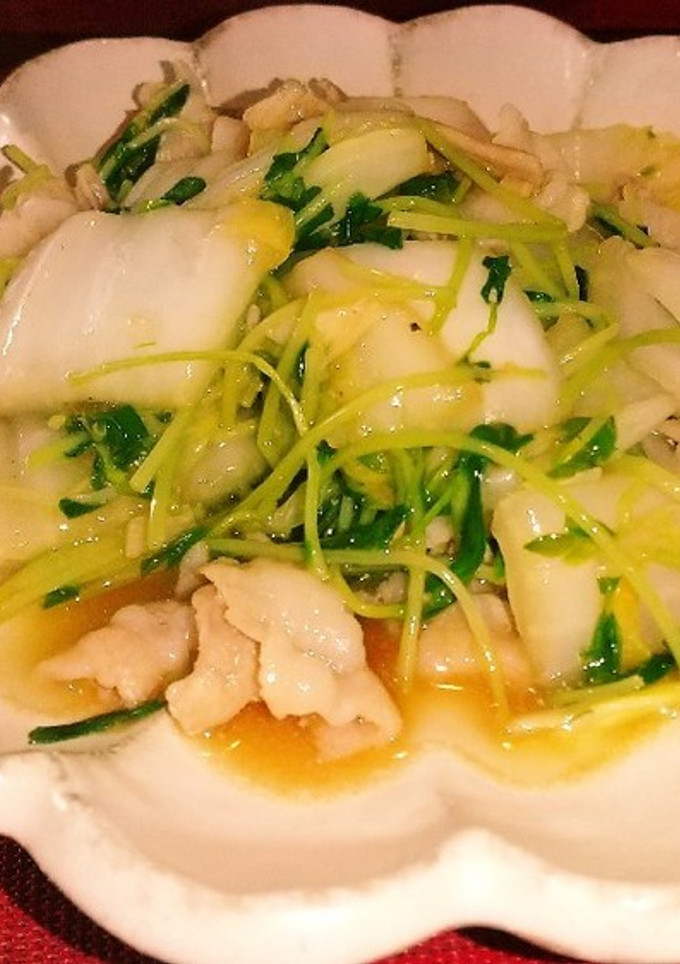 豆苗と白菜と豚バラのオイスター炒め-レシピのメイン写真