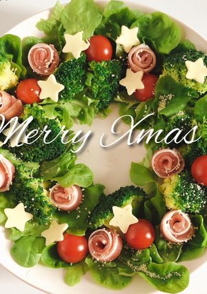 クリスマスに簡単リースサラダ-レシピのメイン写真