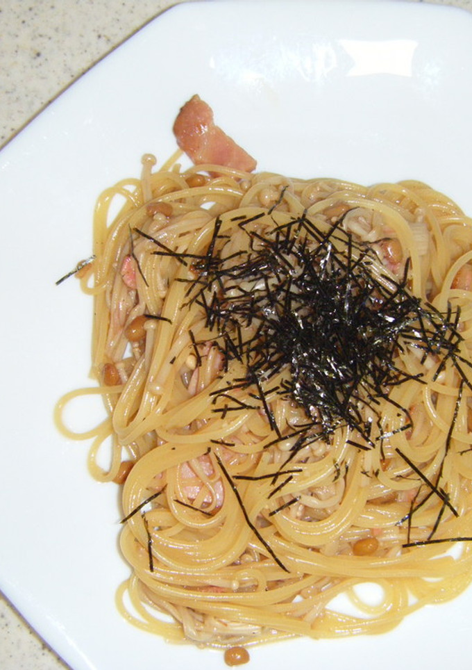 えのき&なっとうの和風パスタ-レシピのメイン写真
