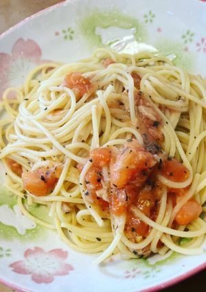 フレッシュトマトとツナ缶のスパゲティー-レシピのメイン写真