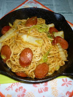 白菜&フランクフルトの焼きうどん-レシピのメイン写真
