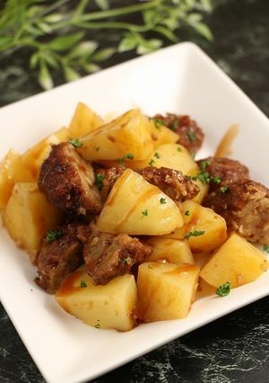 レンジで簡単！肉団子とポテトのソース味-レシピのメイン写真