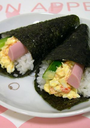 魚肉ソーセージ＆たまごサラダの手巻き寿司-レシピのメイン写真