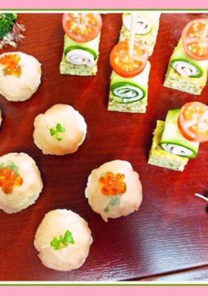 手まりむすびとピンチョスのお正月プレート-レシピのメイン写真
