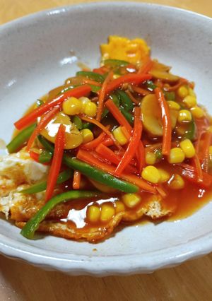 目玉焼きの野菜あんかけ-レシピのメイン写真