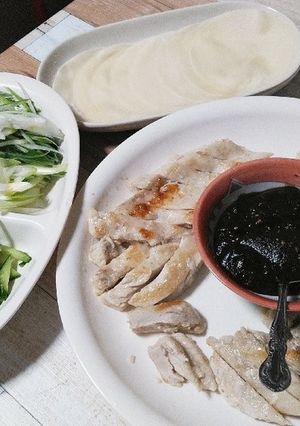 むね肉と餃子の皮北京ダック風(*^^*)-レシピのメイン写真