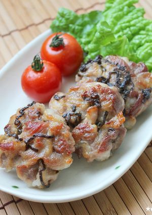 お弁当にも♪豚こまと塩昆布のまんまる焼き-レシピのメイン写真